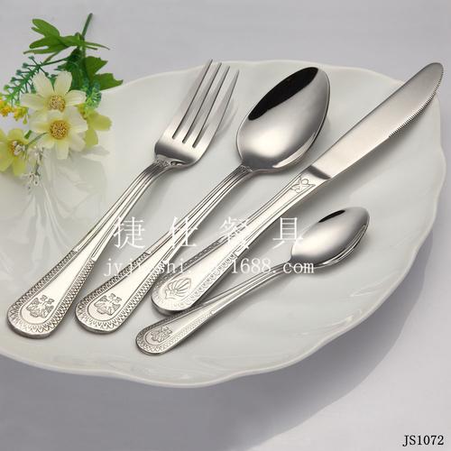 不锈钢印花手柄餐具 不锈钢刀叉勺 餐具套装 厂家批发 js1072